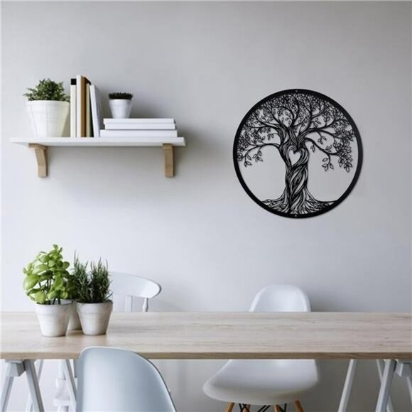 Acopelo Tree of Life Wall Decor Rustic Black Metal Art Sculpture Living Room - Picture 5 of 8